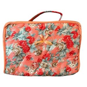 Vibrant‎ Orange and Red Floral Travel Jewlery Bag